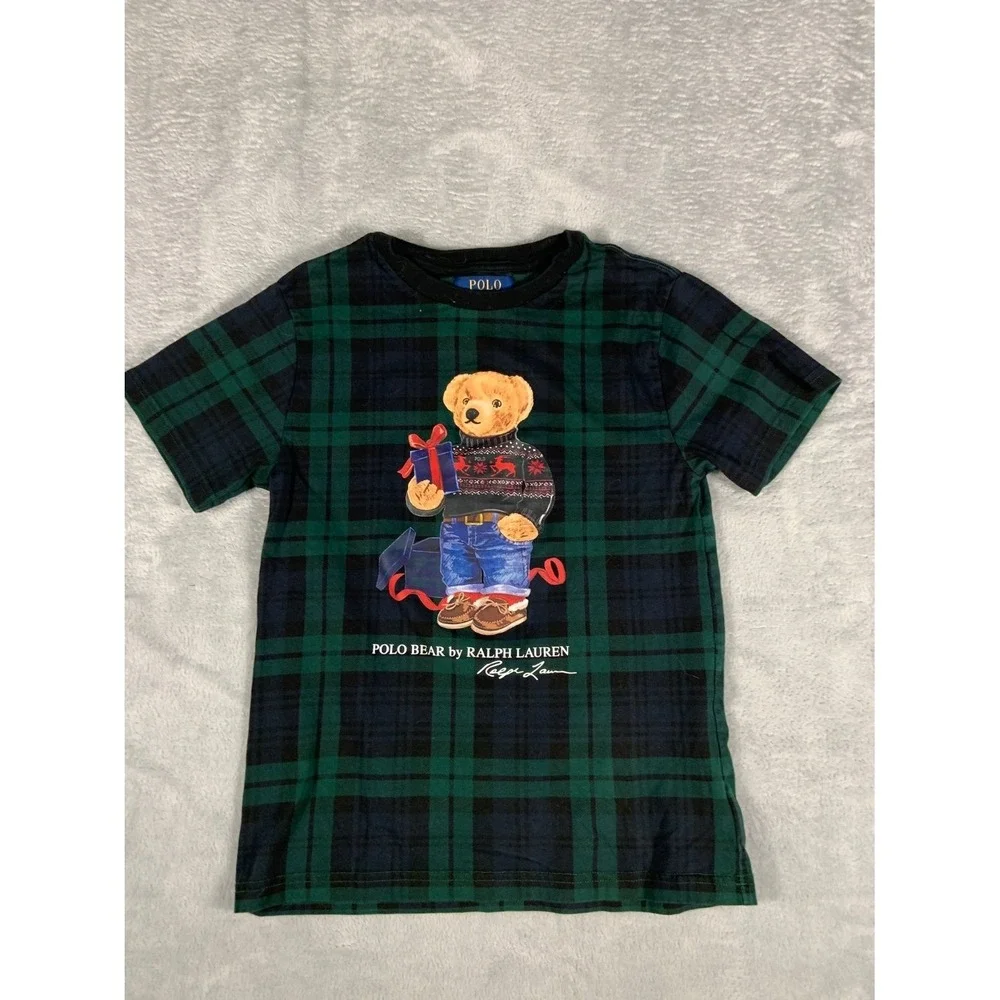 Polo Ralph Lauren Bear Holiday Gift Boys T-Shirt Size 8 Multicolor